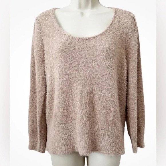 Marled Reunited Clothing Sweater Womens Pink Gold Metallic Scoop Neck Lg - Picture 4 of 11